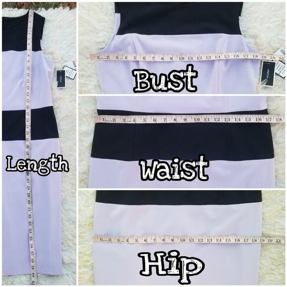 Sleeveless Colorblock Dress Stretch Lilac Purple Black Nine West Size 10 NWT - Picture 5 of 8
